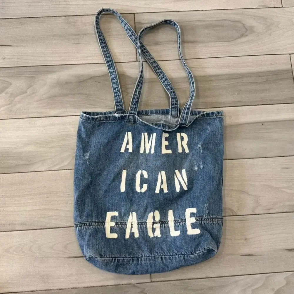 American Eagle Distressed Denim Tote Bag Unisex
